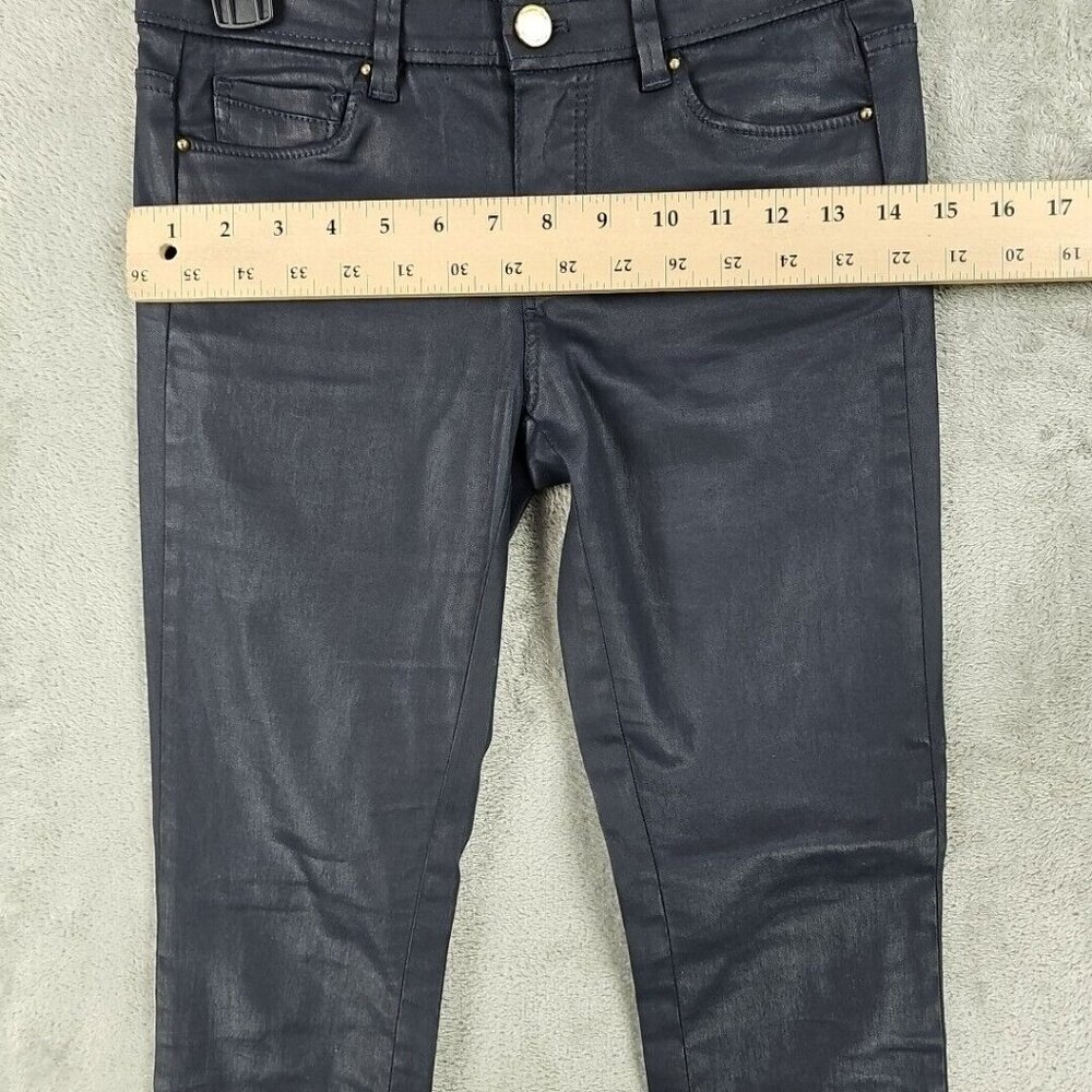 Massimo Dutti Jeans Womens Size 2 Waxed Dark Blue Skinny Fit Low Rise Stretch - Picture 8 of 13